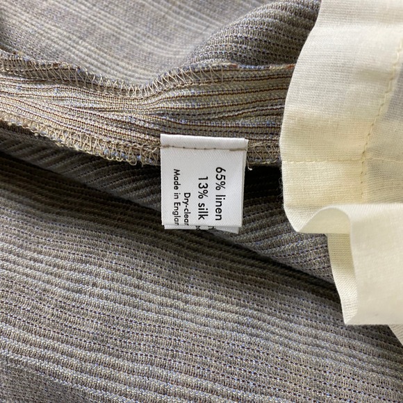 Eskandar Neiman Marcus Jacket Size 2 US 14-16 Linen Silk Wool Brown Striped Open - Picture 6 of 14
